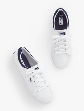 Women’s Keds Center ii Canvas Sneakers Size 6.5 White Navy Casual New Athletic